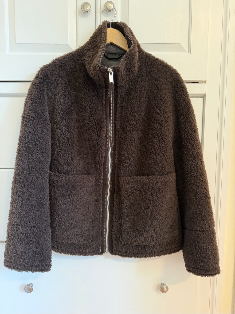 Zara Dark Brown Teddy Zip Jacket
